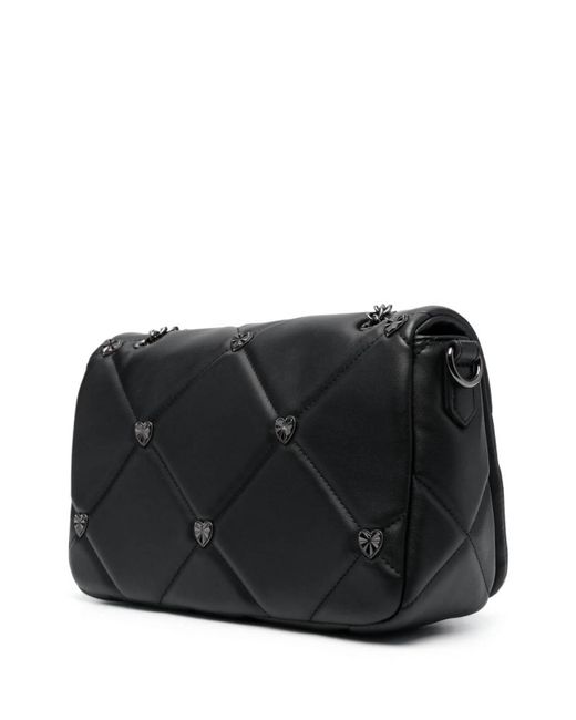Love Moschino Black Heart-plaque Quilted Bag
