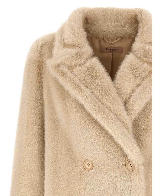 Twinset Natural Double-Breasted Coat