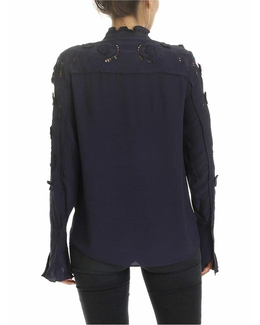 See By Chloé Blue Ink Blouse With Embroidery