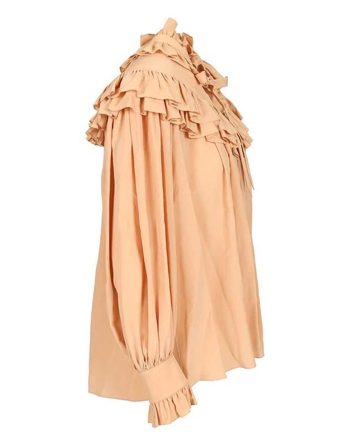 Chloé Natural Oversized Ruffle Top