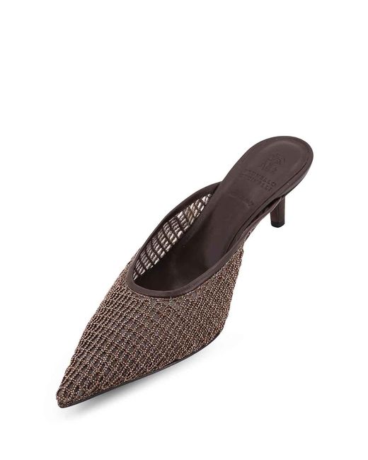 Brunello Cucinelli White Monili Net Detail Sandals