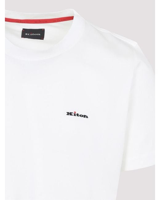 Kiton White Cotton T-Shirt for men