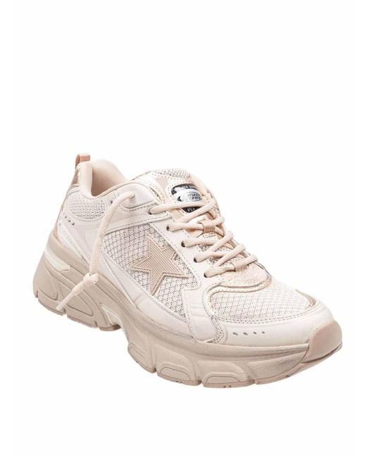 Golden Goose Deluxe Brand Natural Leather And Mesh Sneakers Tortora Color