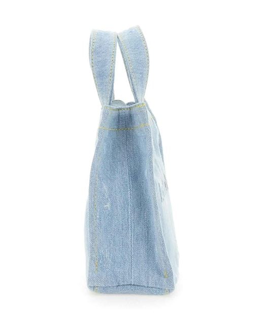 Acne Blue Mini Shopper Bag With Logo