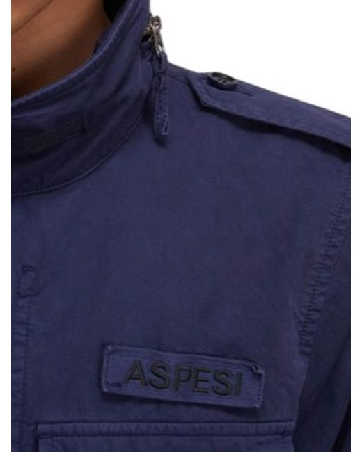 Aspesi Blue Minifield Cotton Jacket Tinted for men