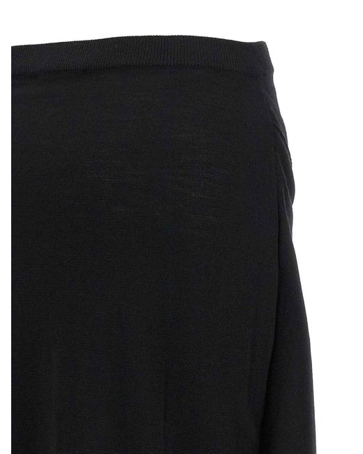 Lemaire Black Button Asymmetrical Skirt