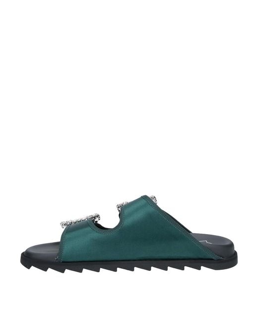 Roger Vivier Green Mules Slidey Viv