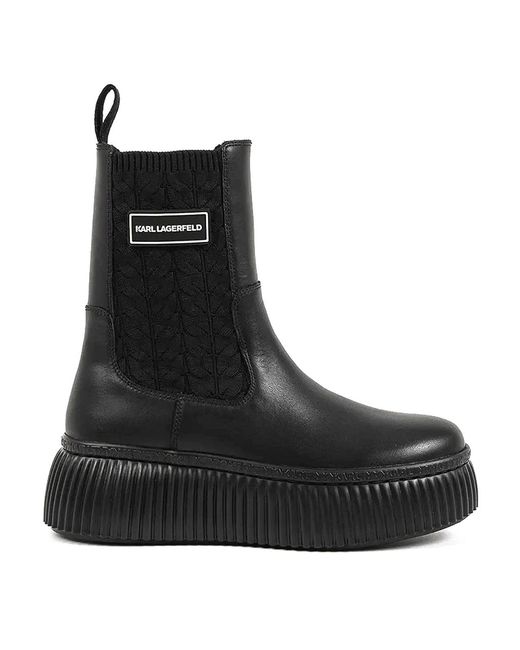 Karl Lagerfeld Black Kreeper Lo Kable Knit Boot
