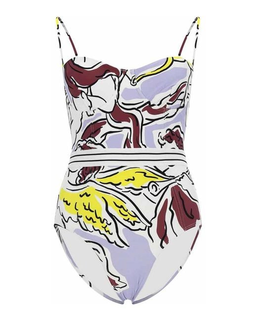 Tory Burch White One Piece Swimsuit With Print