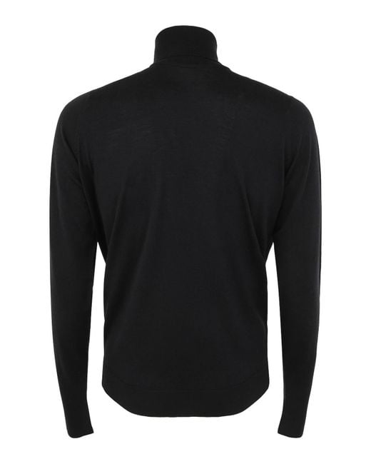 John Smedley Black Richards Long Sleeves Crew Neck Pullover for men