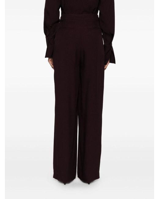 Raquel Diniz Brown Burgundy Wide-Leg Trousers