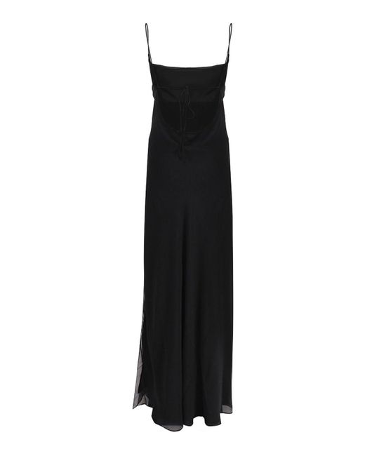 ANDAMANE Black Long Dress With Shawl Neckline