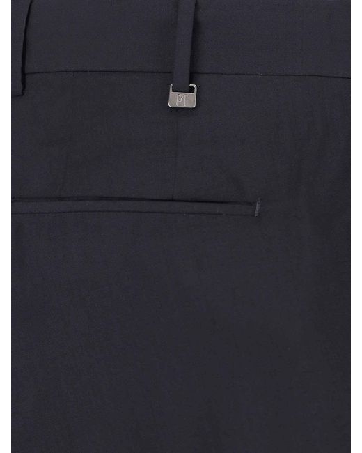 PT Torino Blue Virgin Wool Trousers for men