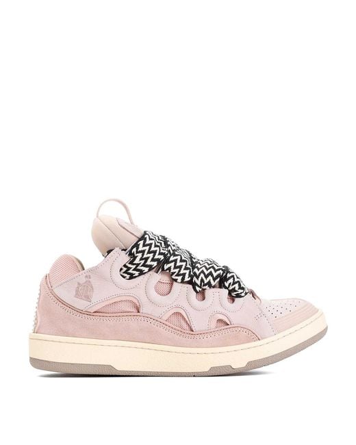 Lanvin Pink Leather Curb Sneakers