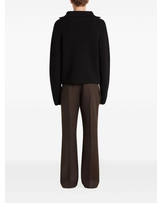 Courreges Black Zipped Wool Sweater