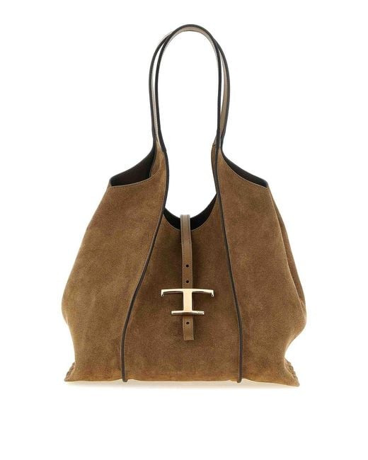 Tod's Brown Medium 'T Timeless' Shopping Bag
