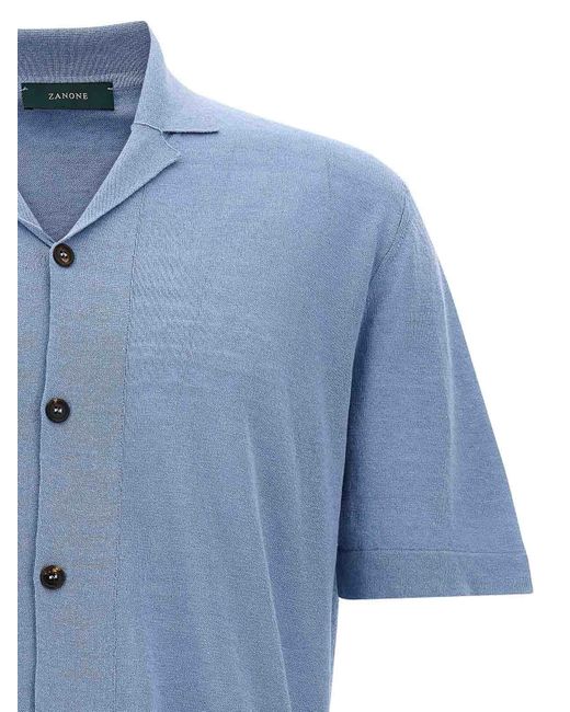 Zanone Blue Short Sleeve Shirt for men
