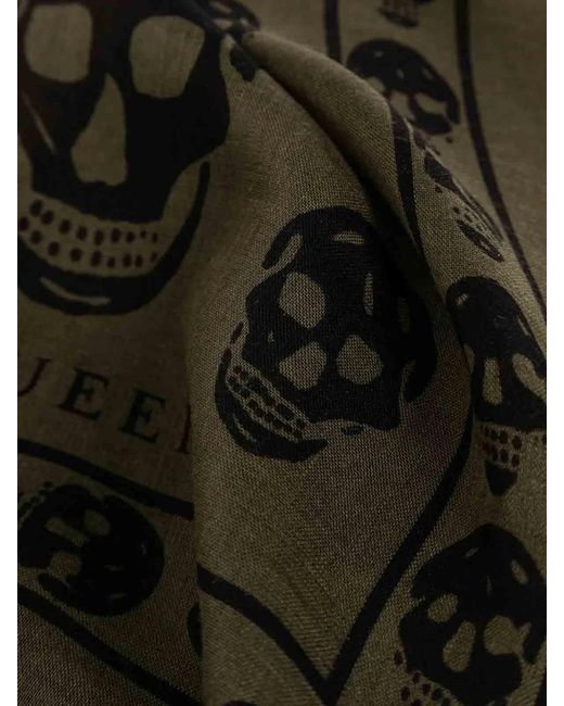 McQueen Green Scarf Classic Skull 104X120 for men