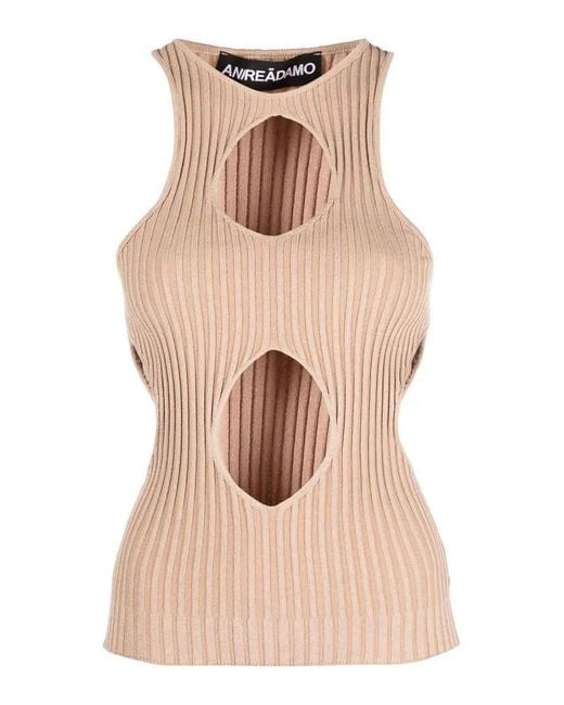 ANDREADAMO Natural Ribbed Knit Tank Top