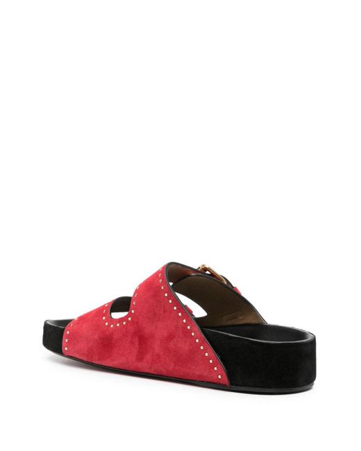 Isabel Marant Red Lennyo Suede Sandals