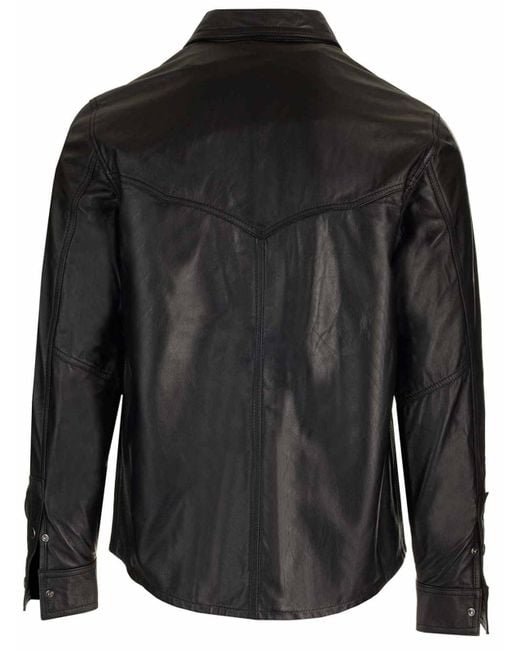 Giorgio Brato Black Leather Shirt for men
