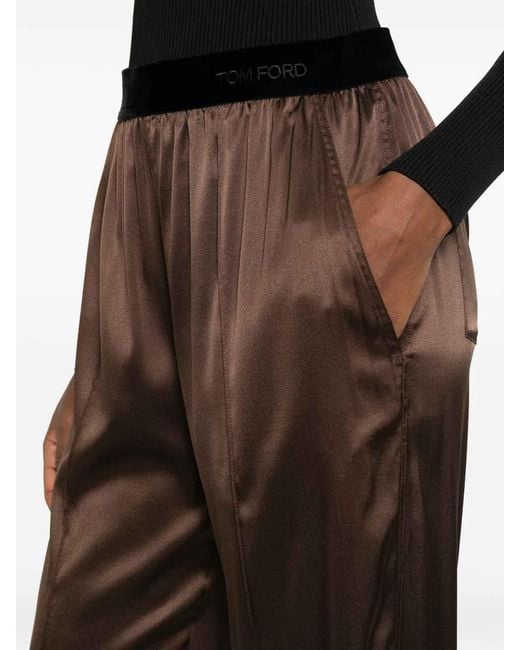 Tom Ford Brown Pajama Silk Trousers