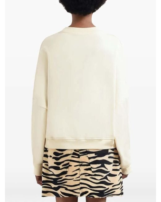 Marni Natural Logo Printed Drop Shoulder Sweatshirt