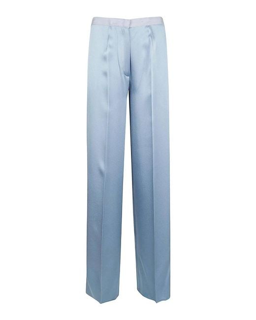 Forte_forte Blue Satin High Waist Embroidered Pants
