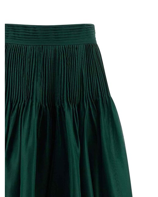 Carolina Herrera Green 'pintucked Organza' Skirt