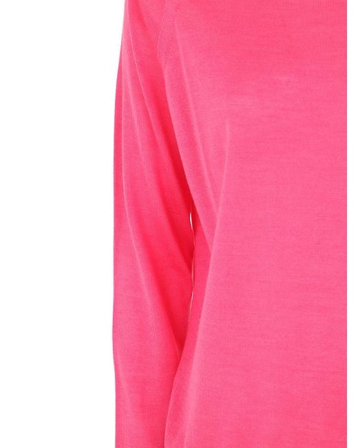 Nuur Pink Wide Neckline Pullover