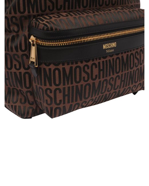 Moschino Brown All Over Logo Backpack for men