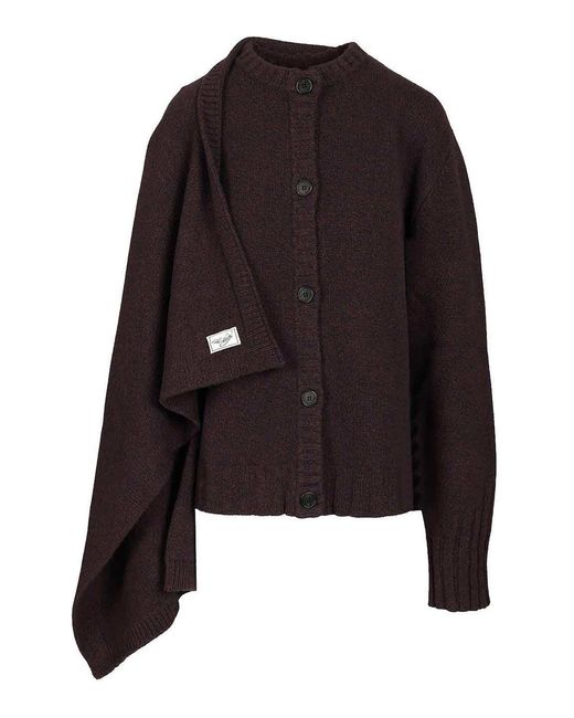 The Attico Black Cardigan With Draped Details