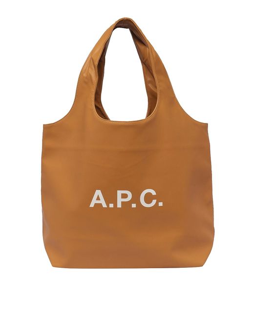 A.P.C. Frontal Logo Tote in Brown Lyst
