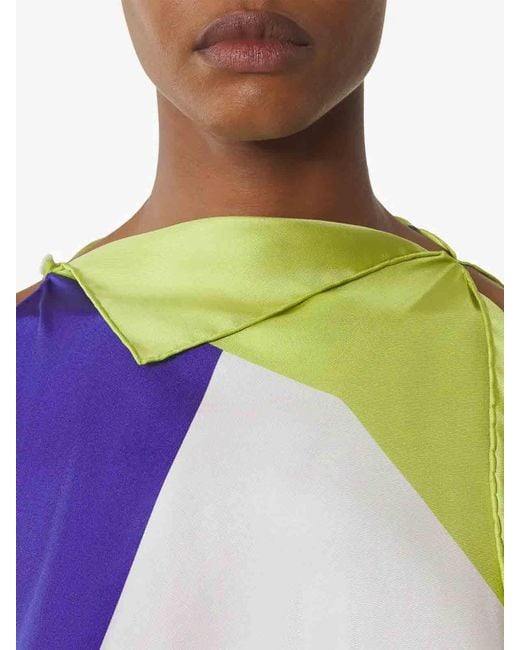 Lanvin Blue Asymmetric Graphic Top