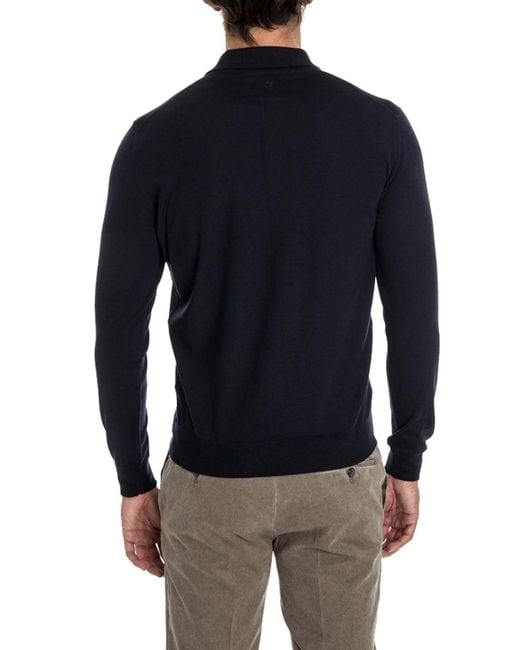 Drumohr Blue Wool Polo Shirt for men