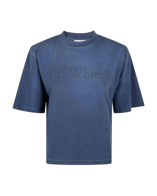 Off-White c/o Virgil Abloh Blue Laundry Boxy Tee Spray D Sapphire
