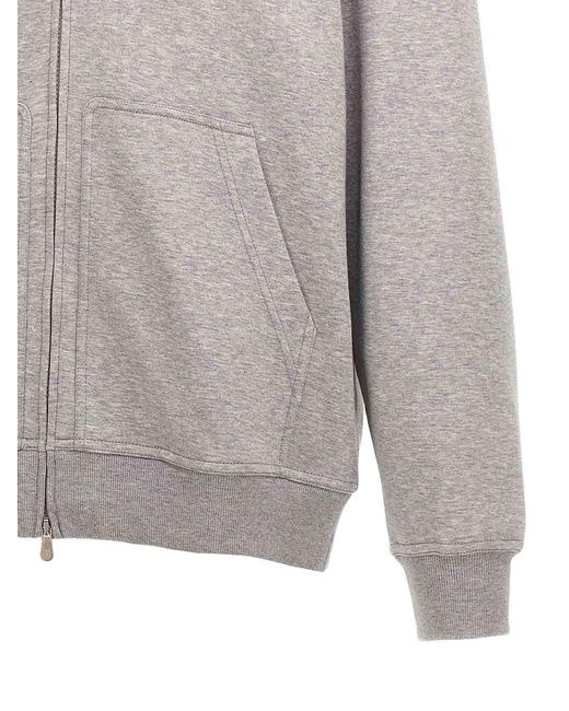 Brunello Cucinelli Gray Cotton Blend Hoodie for men