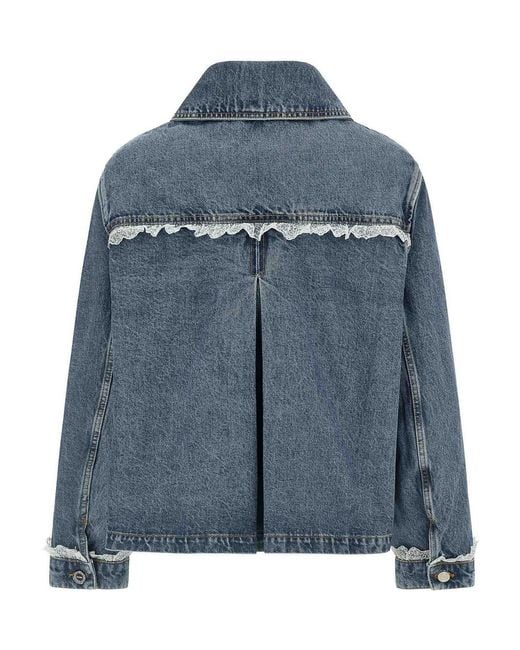 Ganni Blue Denim And Lace Jacket
