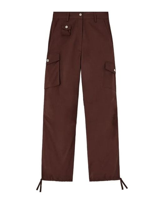 Ganni Brown Stretch Cotton Pocket Cargo Pants