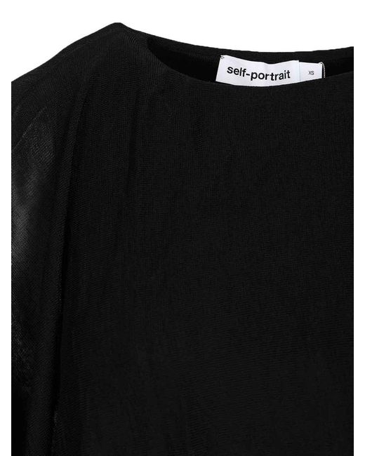 Self-Portrait Black Long One-Shoulder Dress