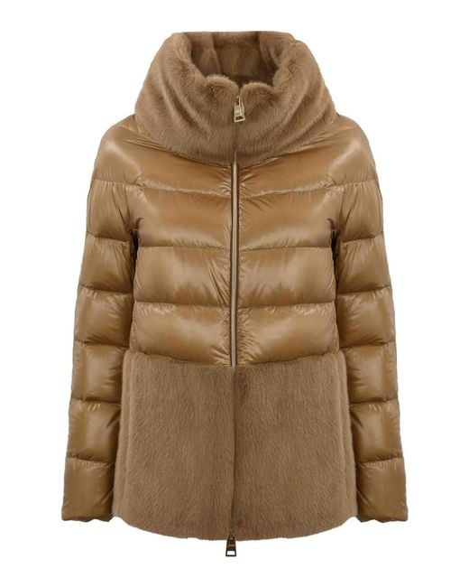 Herno Natural Down Jacket With Ecological Fur