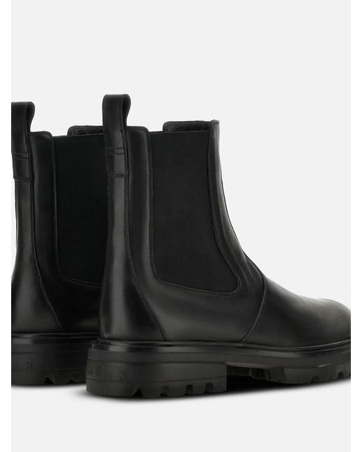 Hogan Black Leather Chelsea Boots for men