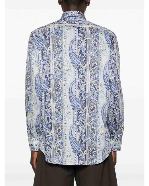 Etro Blue Printed Shirt for men