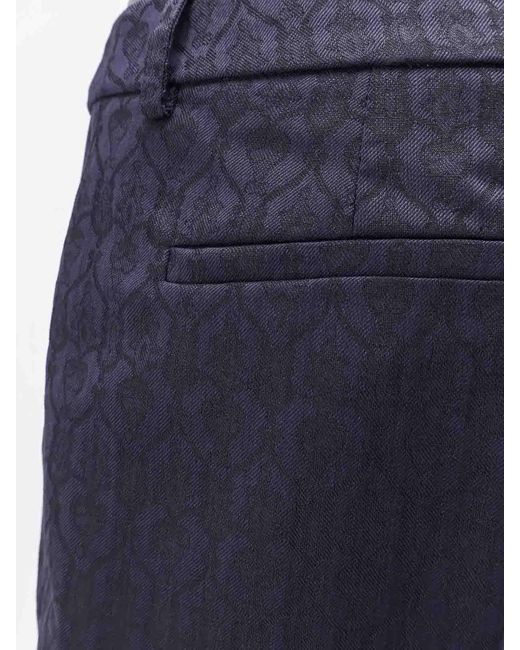 Etro Blue Wool Pants With Iconic Motif