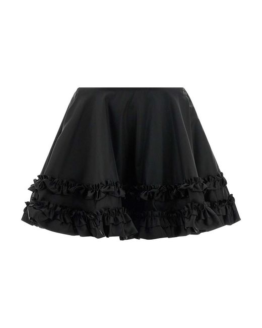Ganni Black 'duchesse Nylon Mini Frill' Skirt