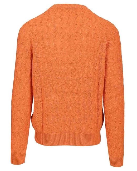 Etro Orange Cashmere Sweater for men
