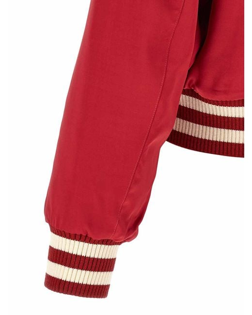 Second/Layer Red Aces Satin Club' Bomber Jacket for men