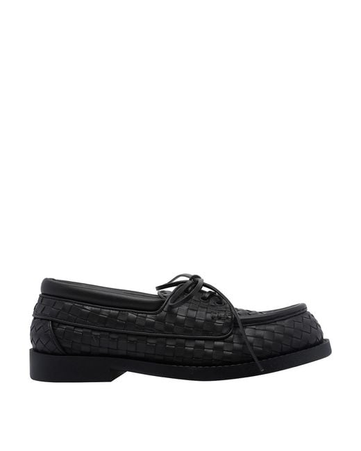 Bottega Veneta Black Espresso Pier Boat Shoes for men
