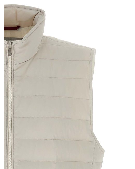 Brunello Cucinelli White Quilted Vest for men