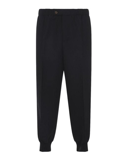 Lanvin Black Virgin Wool Track Pants for men